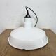Industrial White Enamel Factory Pendant Lamp, 1960s