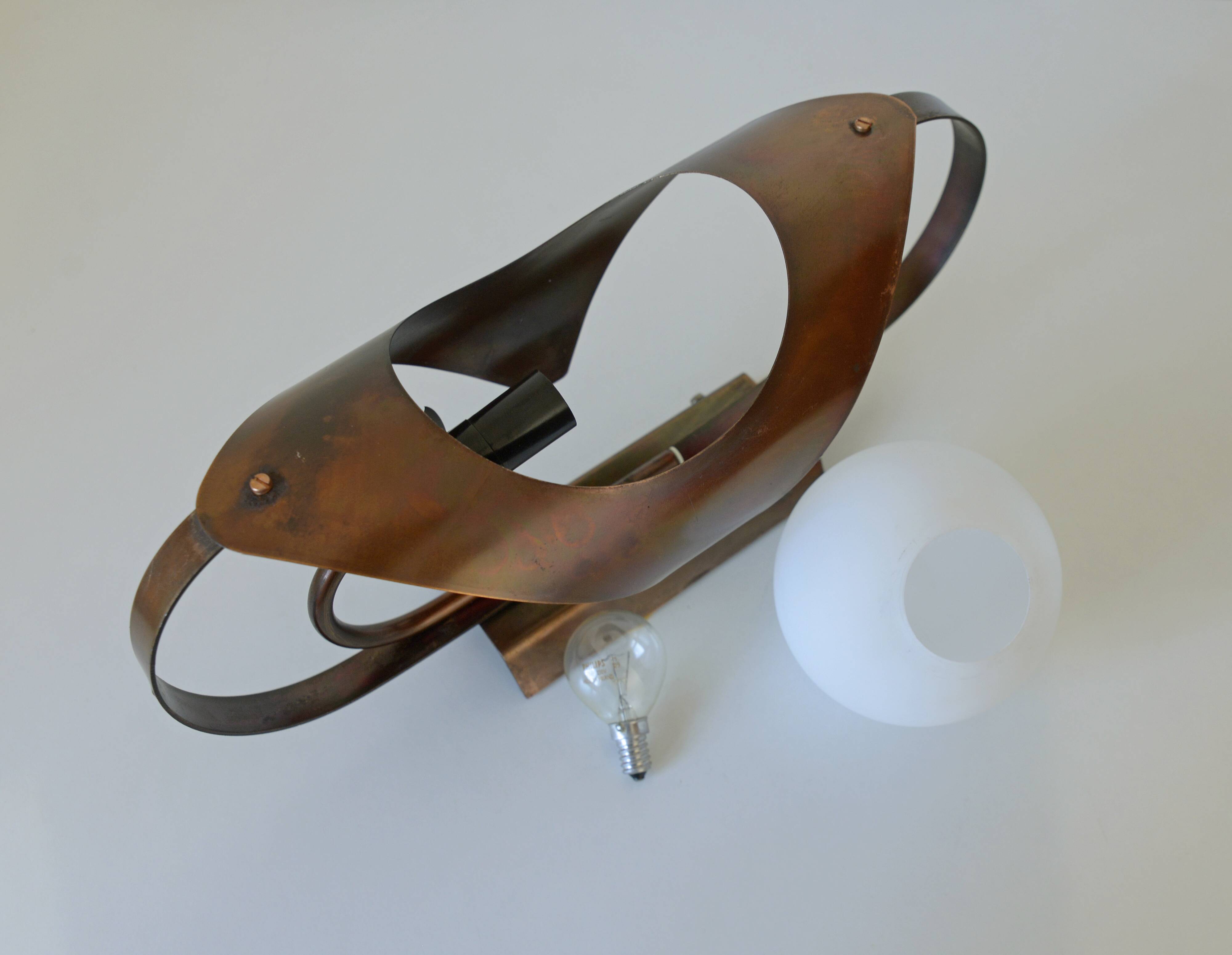 Brutalist sconce vintage wall lamp space age copper lamp 1970 light fixture