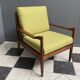 Yellow fabric and wood relax chair 1960s
