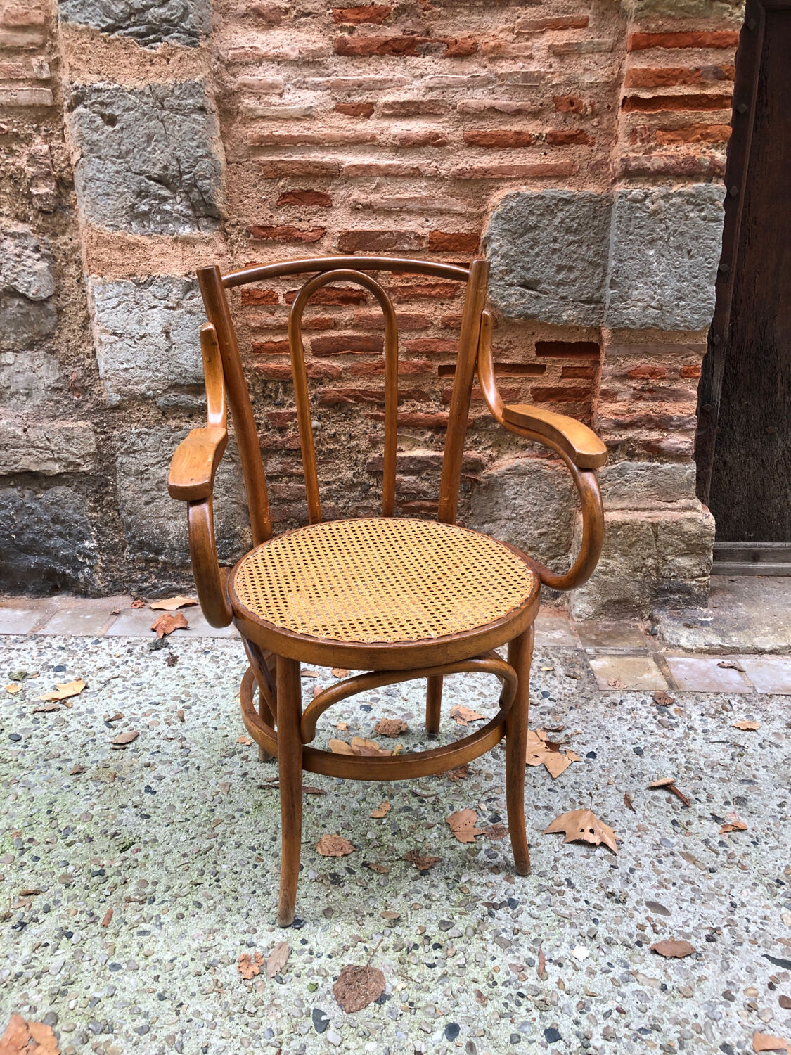 Armchair in bentwood and caning
