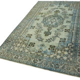 Handwoven Overdyed Oriental 1970s 190 cm x 314 cm Blue Carpet