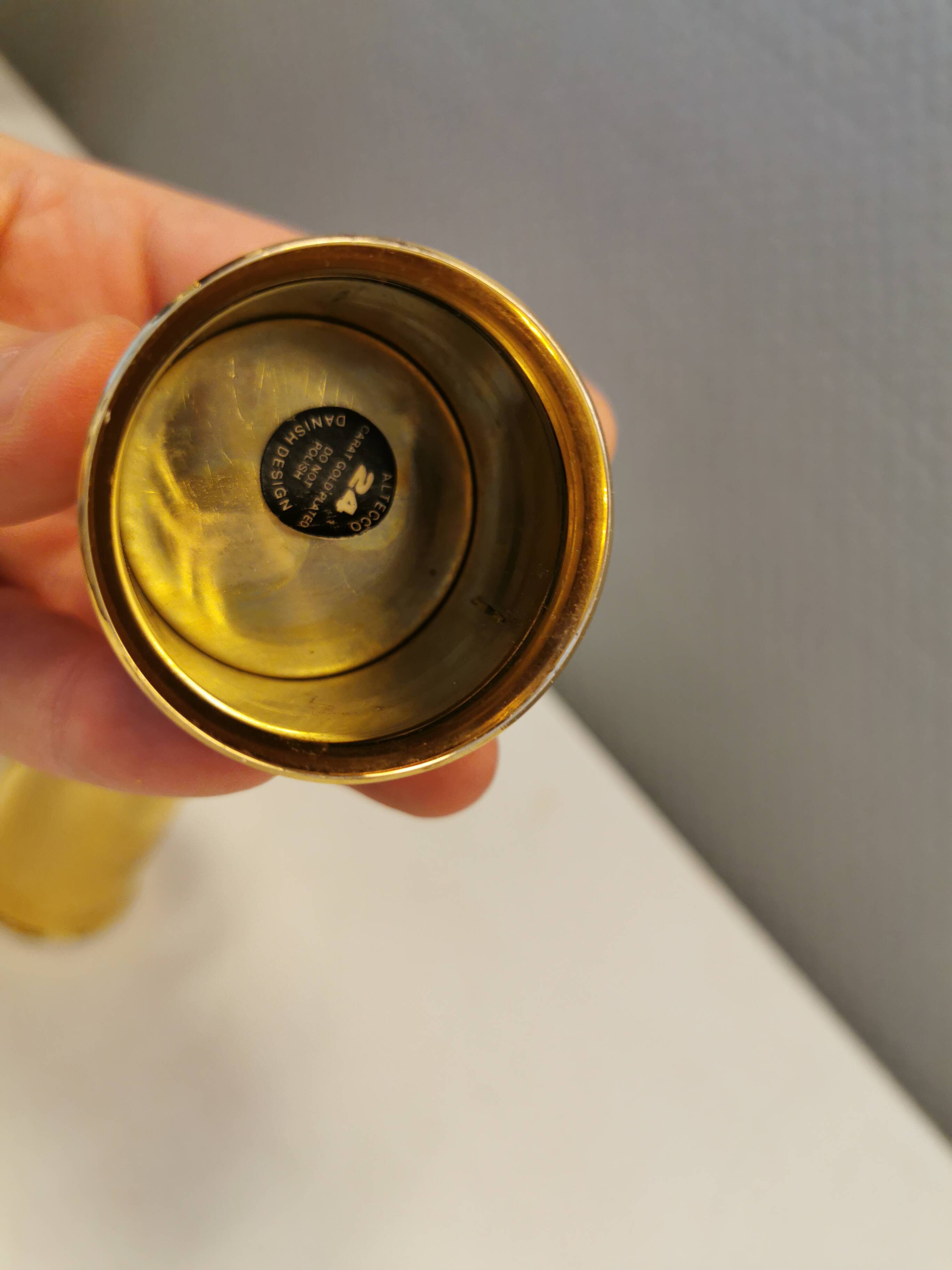 3 beautiful candle holders in 24 carat gold plating.  From Danish Altecco.
