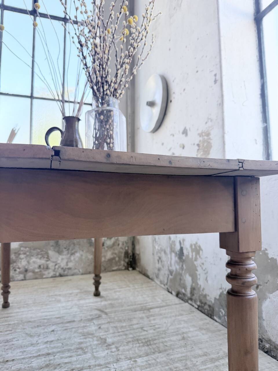 Bistro farmhouse table cherry wood turned legs 180cm
