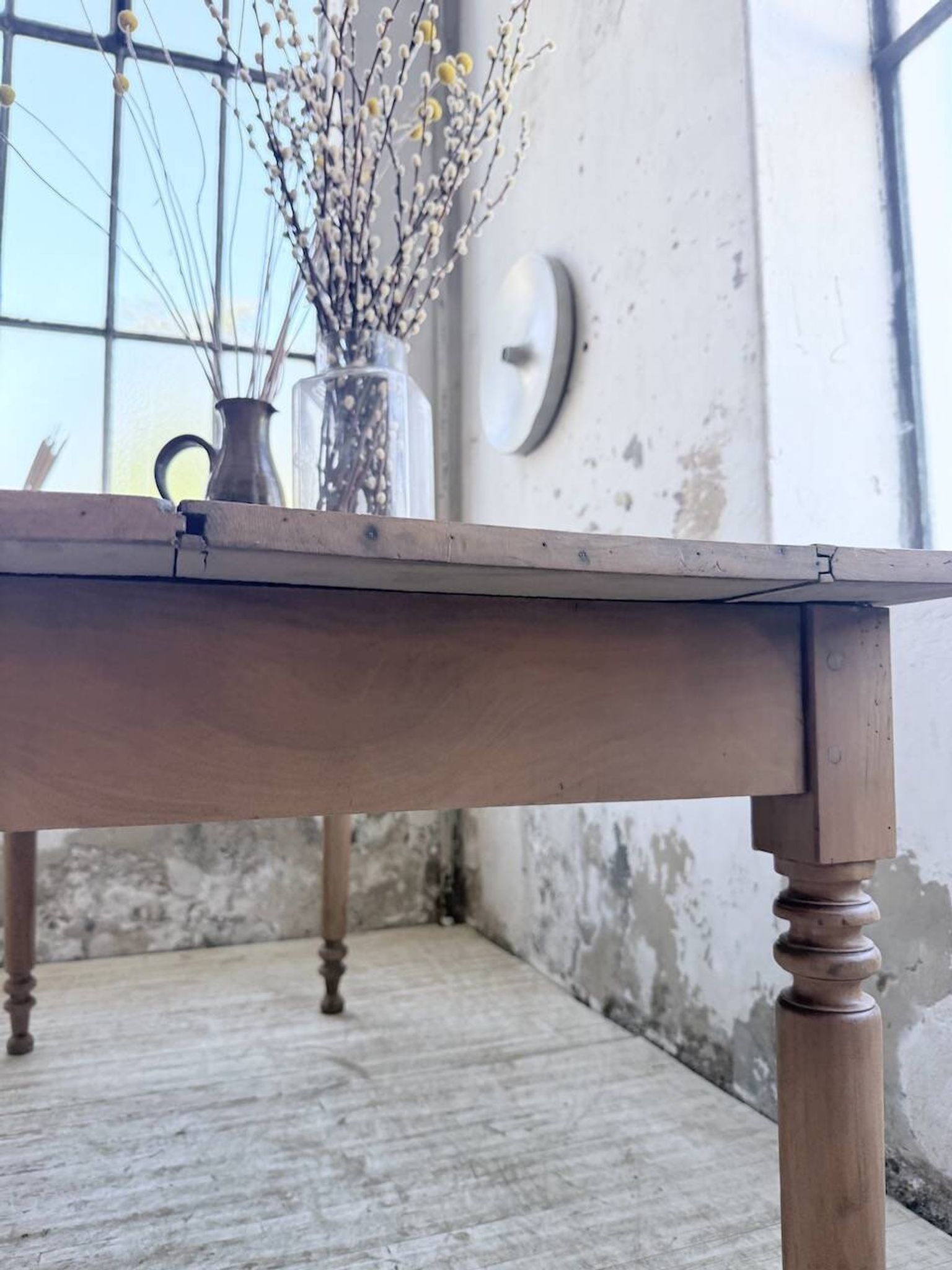 Bistro farmhouse table cherry wood turned legs 180cm