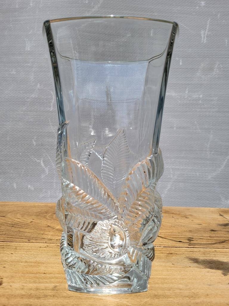 Vase floral feuillagé "Prévert" verre France