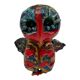 Owl Sculpture in Glazed Ceramic Dated 1991 on Wrought Iron Base