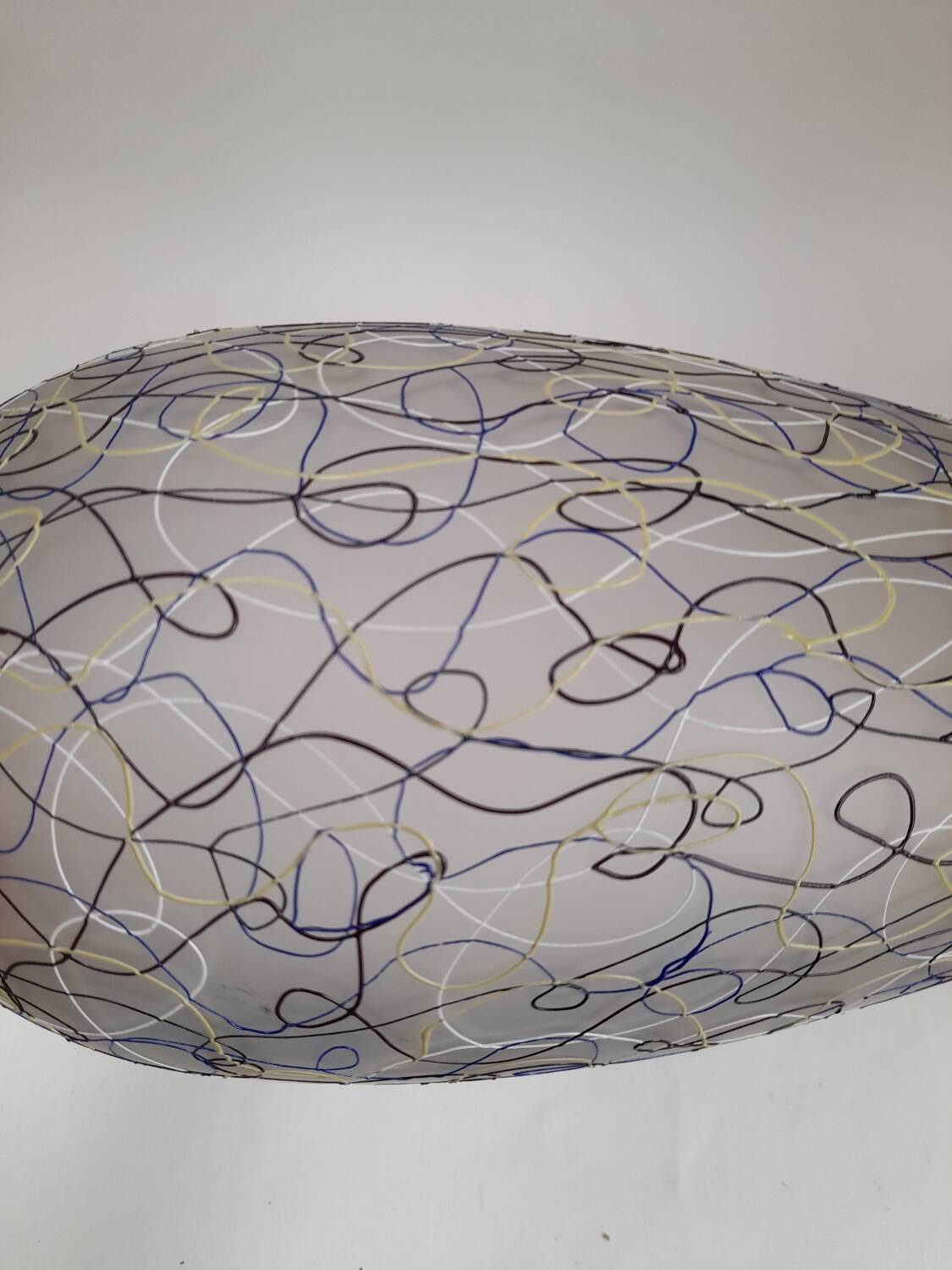 Large glass vase from Murano with coloured filaments.