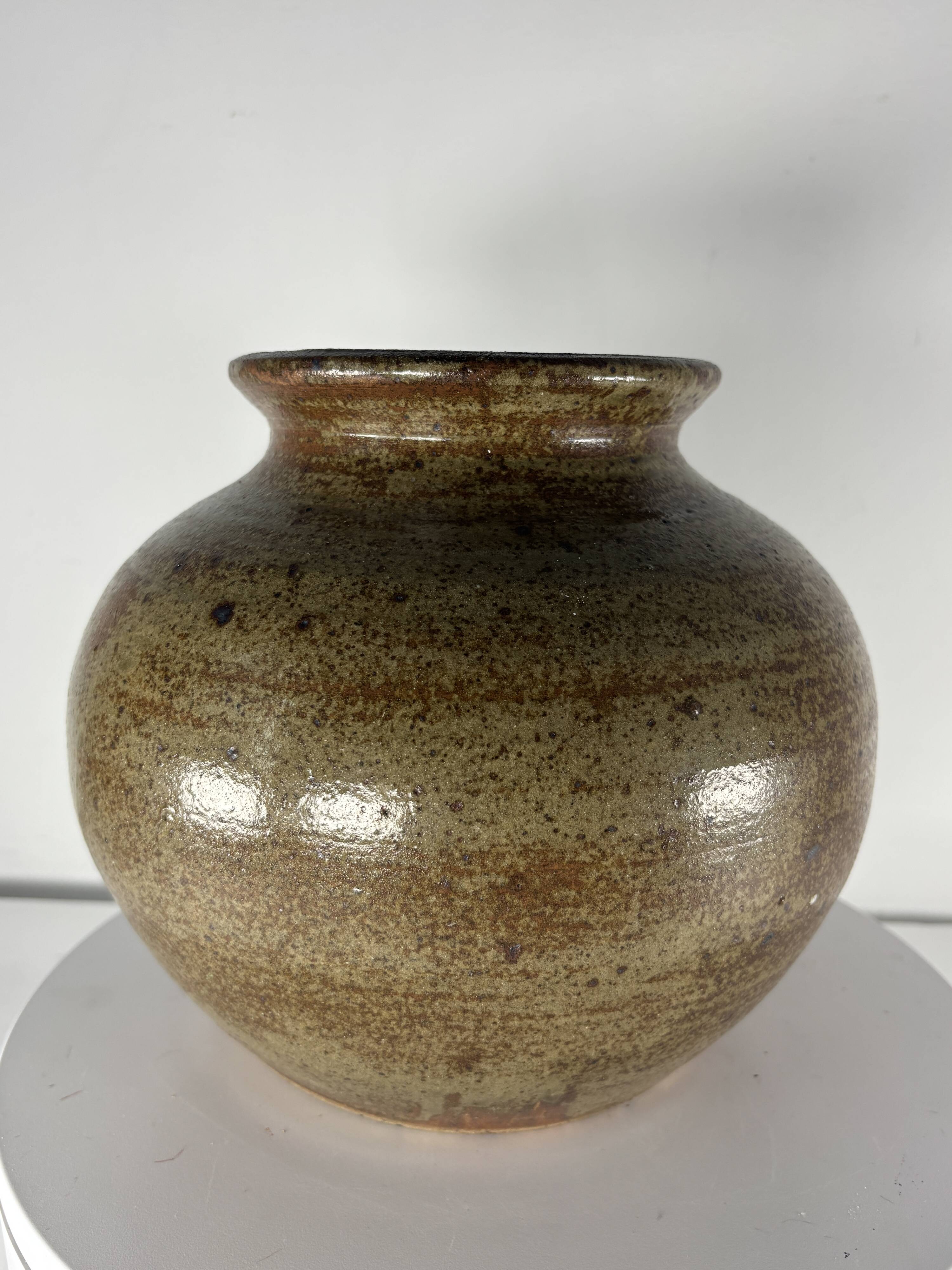 Round stoneware vase by Guy Baudat, France, Vintage 1970, XL