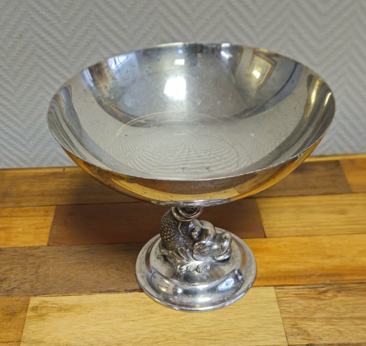 Silver-plated metal stand – dolphin decoration – menesés spain