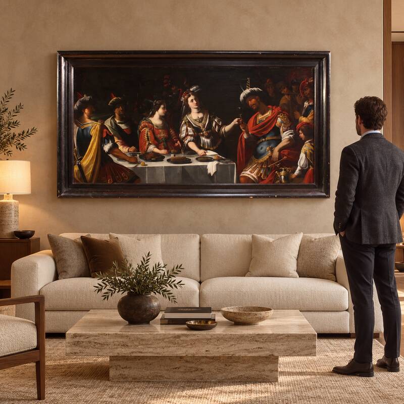 Great 17th-century Italian painting: The Banquet of Mark Antony and Cleopat
