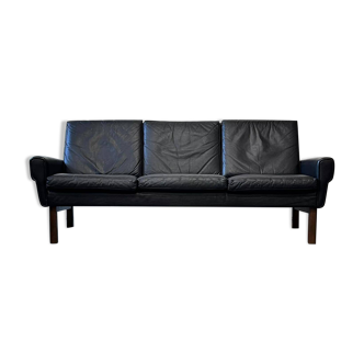 Leather sofa 3-seater, Denmark 60s/70s, vntg, mid-c modern