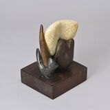 Free stone sculpture on wooden pedestal, V. Bee, 1998