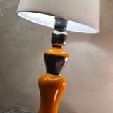 large lamp in ceramic silver and orange varnished