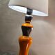 Lampe  en ceramique argent et orange vernisé