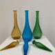 Set of 3 large Empoli decanters from the 60s