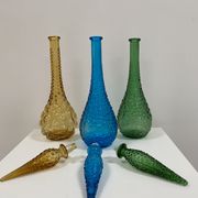 Set of 3 large Empoli decanters from the 60s