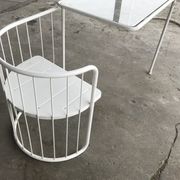 Vintage70's, Emu table in metal and glass, chairs swivelling under the table