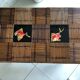 Table basse rotin et céramique 1960