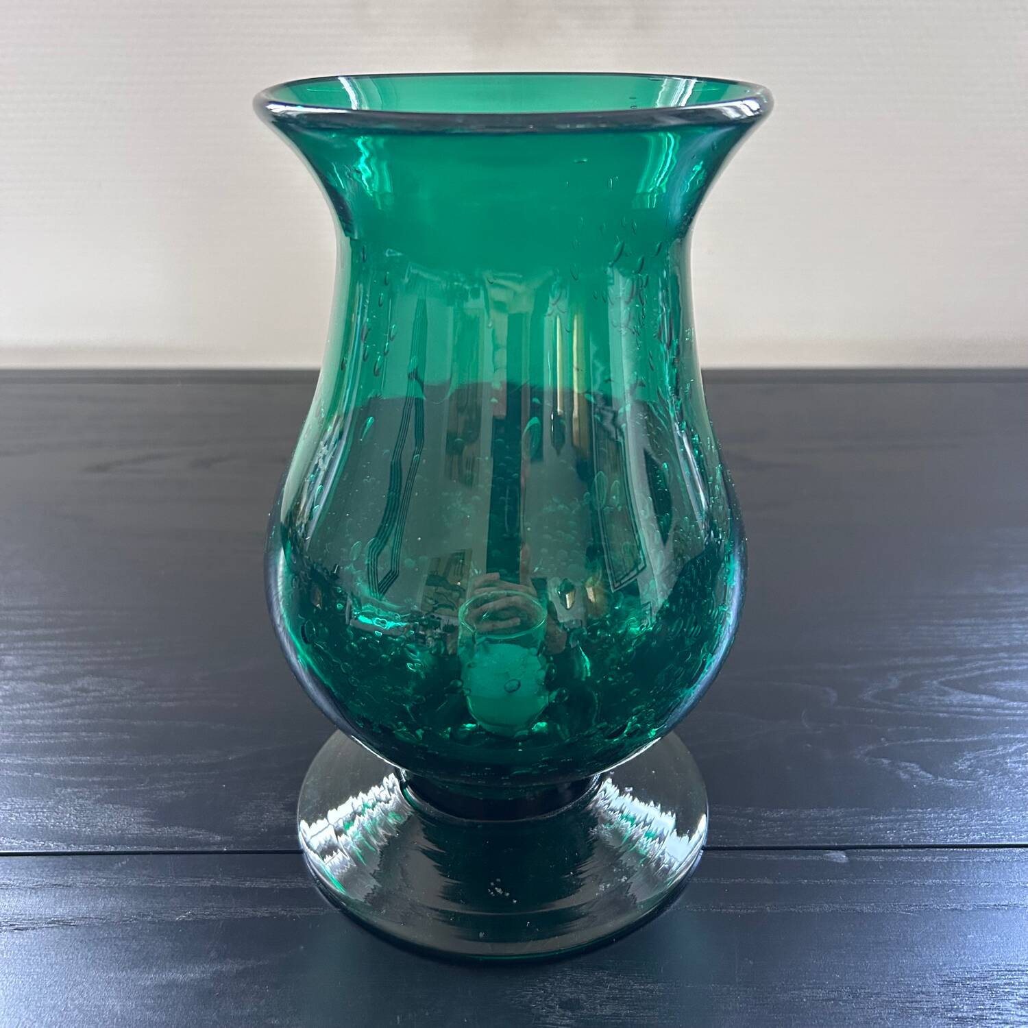 Bubbled glass fir green tealight holder