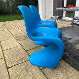 Panton chair duo – Verner Panton for Vitra – Blue – Signed edition