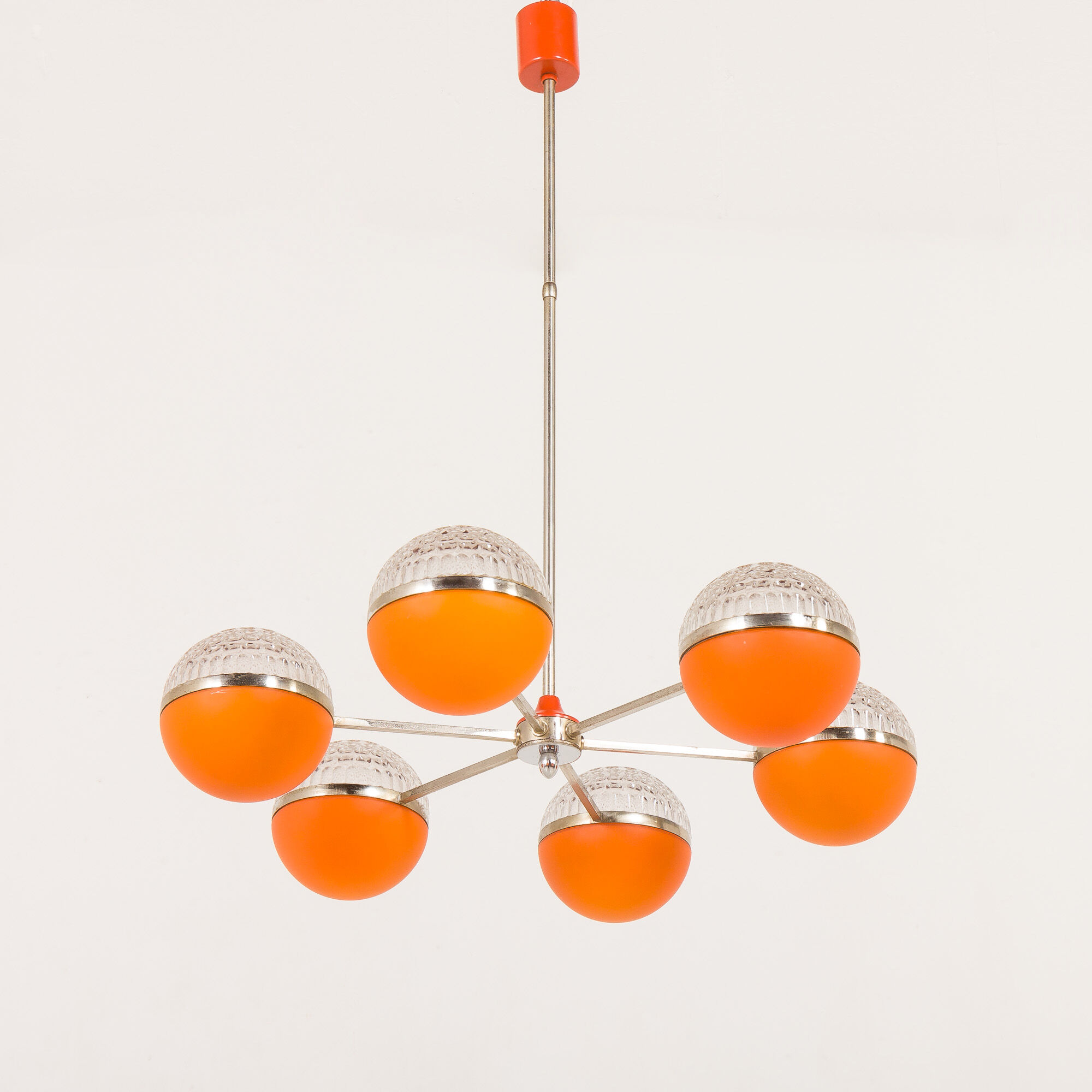 Italian Space Age chandelier with crystal glass shades, 1970s