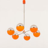 Italian Space Age chandelier with crystal glass shades, 1970s