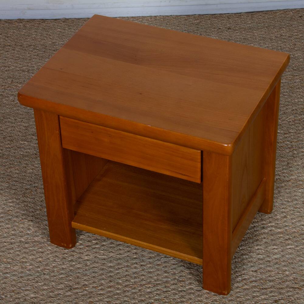 Vintage solid elm bedside table, 1980