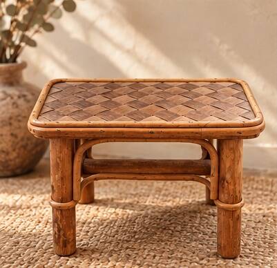Ensemble de deux tabourets en bambou vintage français