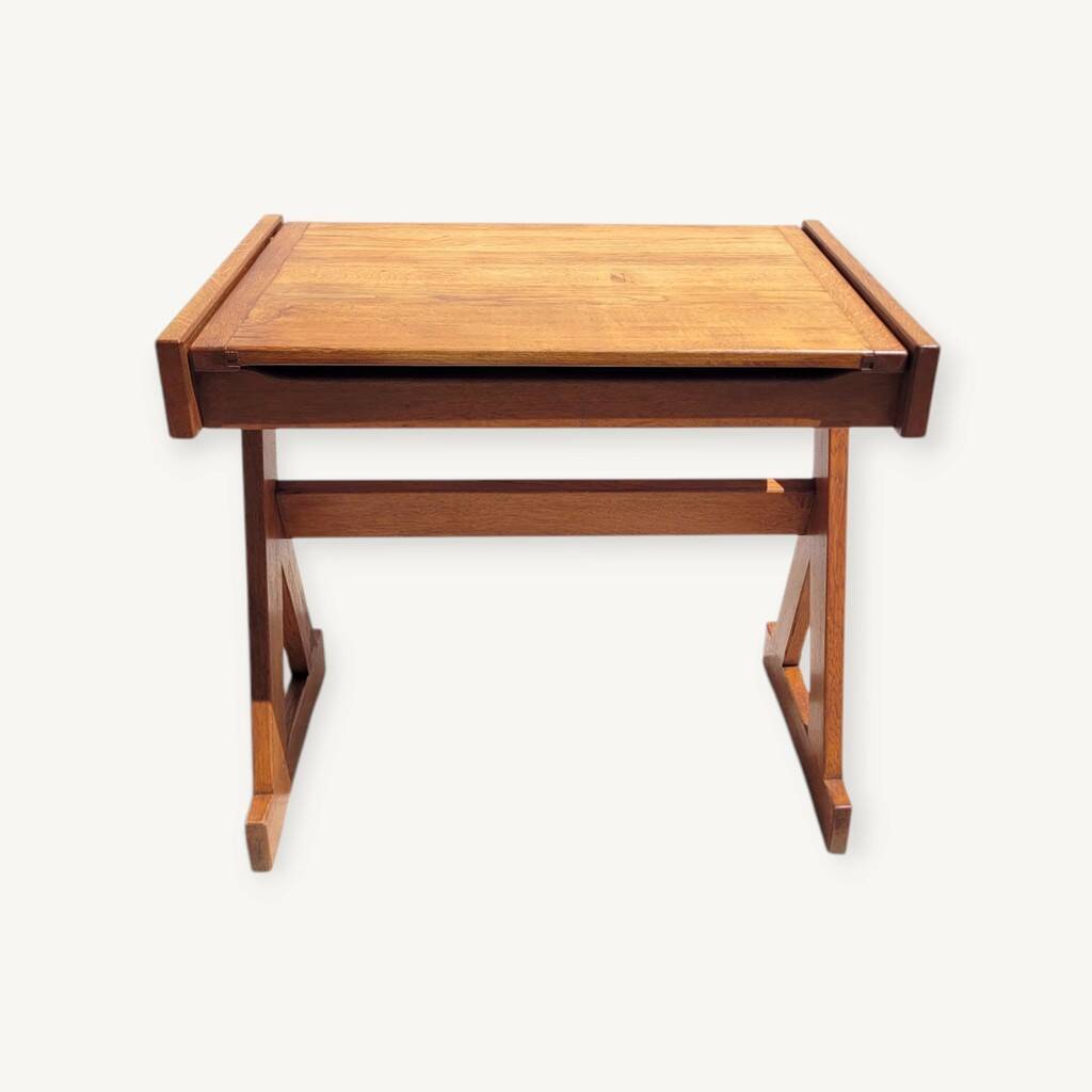 Old school desk renovated in solid oak