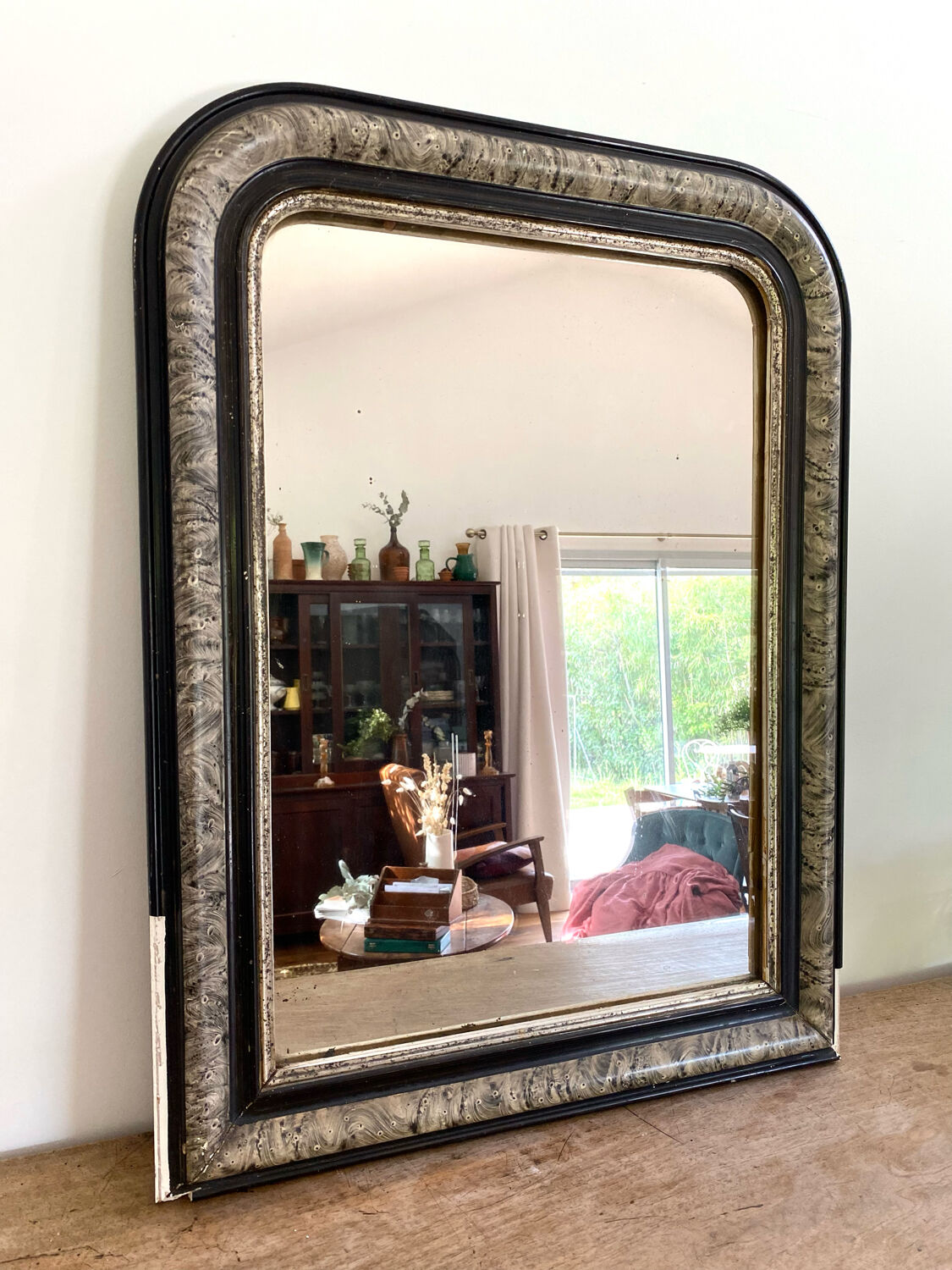 Louis philippe antique mirror with marbled plate