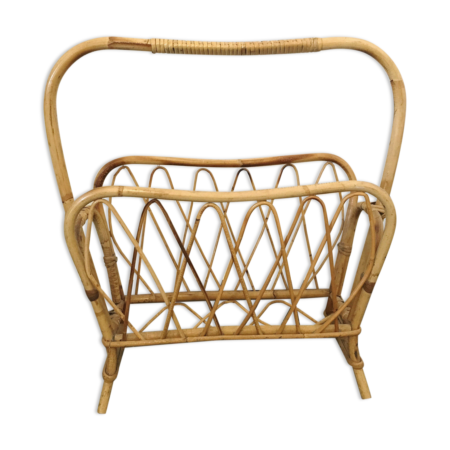 Vintage rattan magazine rack