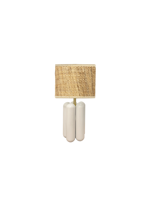Lampe Charlotte blanche raphia Cosin Paris