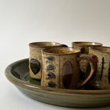 Set of 4 glazed ceramic coffee cups, circa 1970
