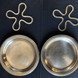 Pair of art deco coasters Christofle, Luc Lanel, Undulations model