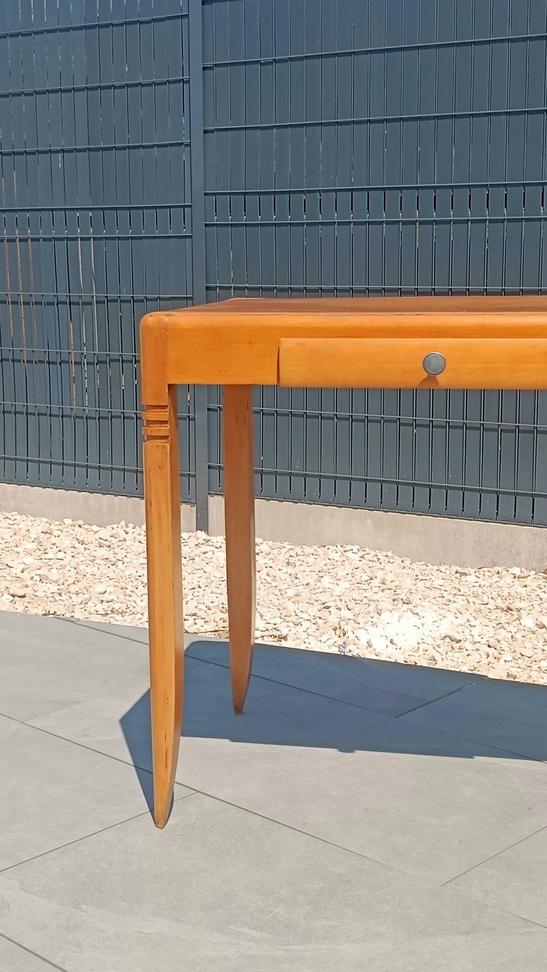 Vintage Scandinavian-style wooden table with drawer, 1950s-60s.
