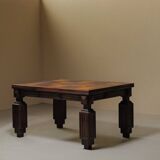 Art Deco table or desk, solid oak and marquetry, France 1930