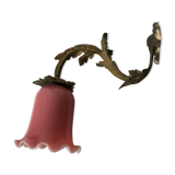 Bronze XIX applique with pink opaline tulip