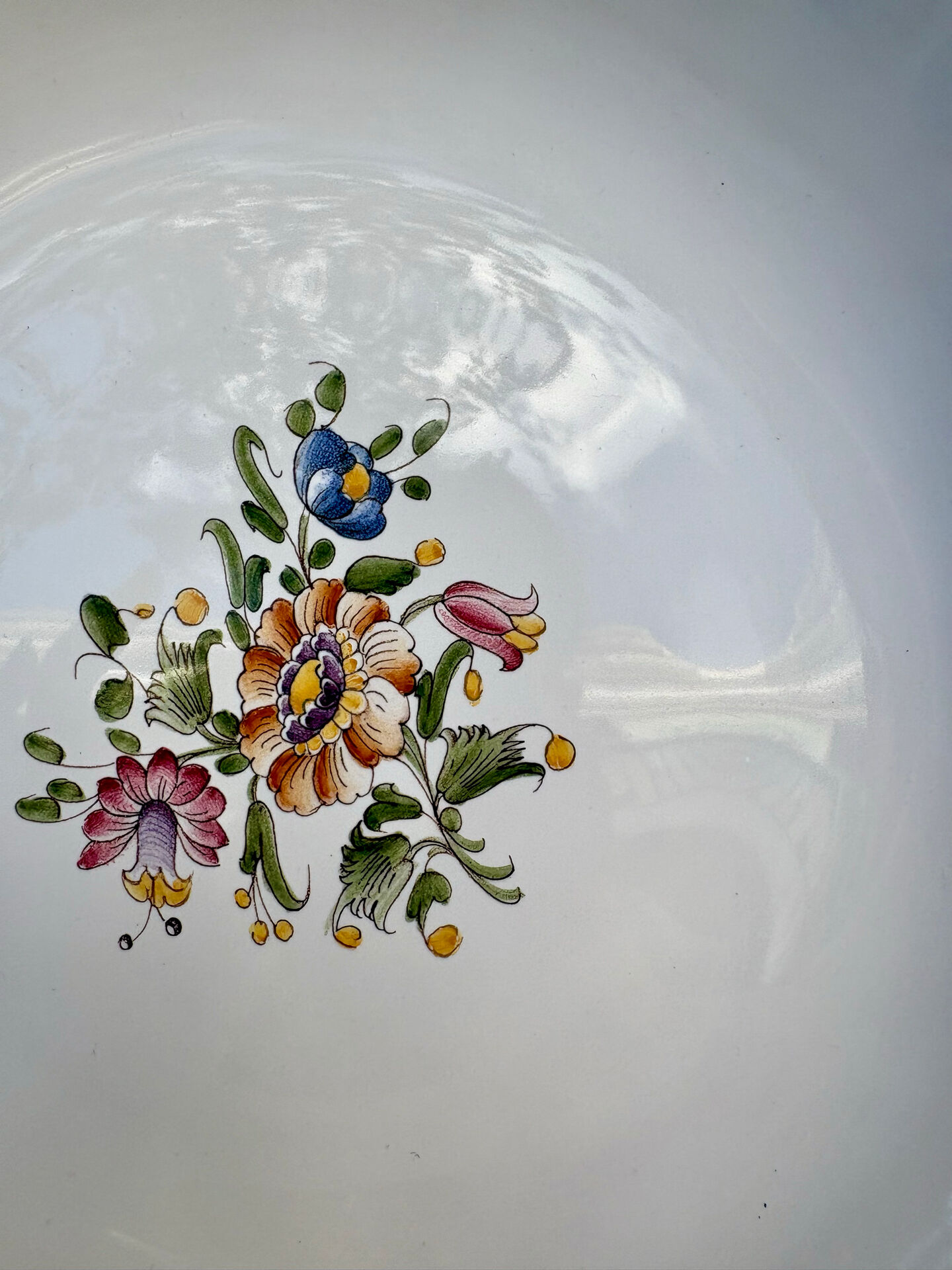 Footed compote signed Atelier Bondil faience from Moustiers