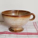 Large handmade stoneware bowl with foot
