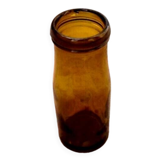 Années 1950 Bouteille de lait  Verre ambré soufflé