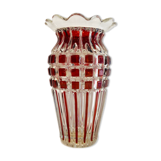 Grand vase en verre faceté années 60 - rétro -vintage -deco