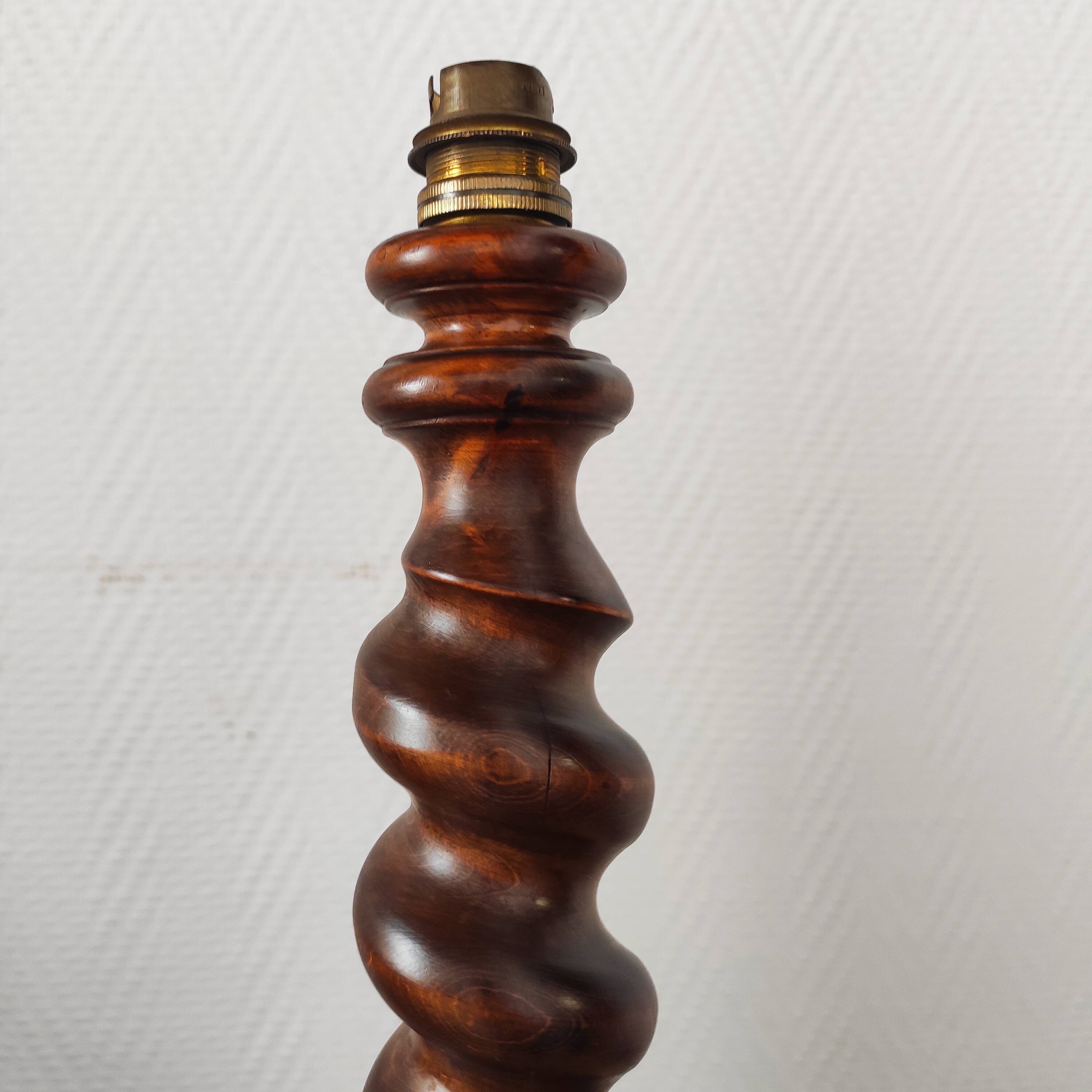 Vintage turned wooden lamp base – France 1950-60