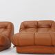 Set of vintage Mimo Padova Nuvolone lounge chairs in cognac leather, Italy, 1970s