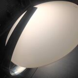 Circular frosted glass wall lamp and aluminum headband by Vetri Murano, vintage 70s-80s
