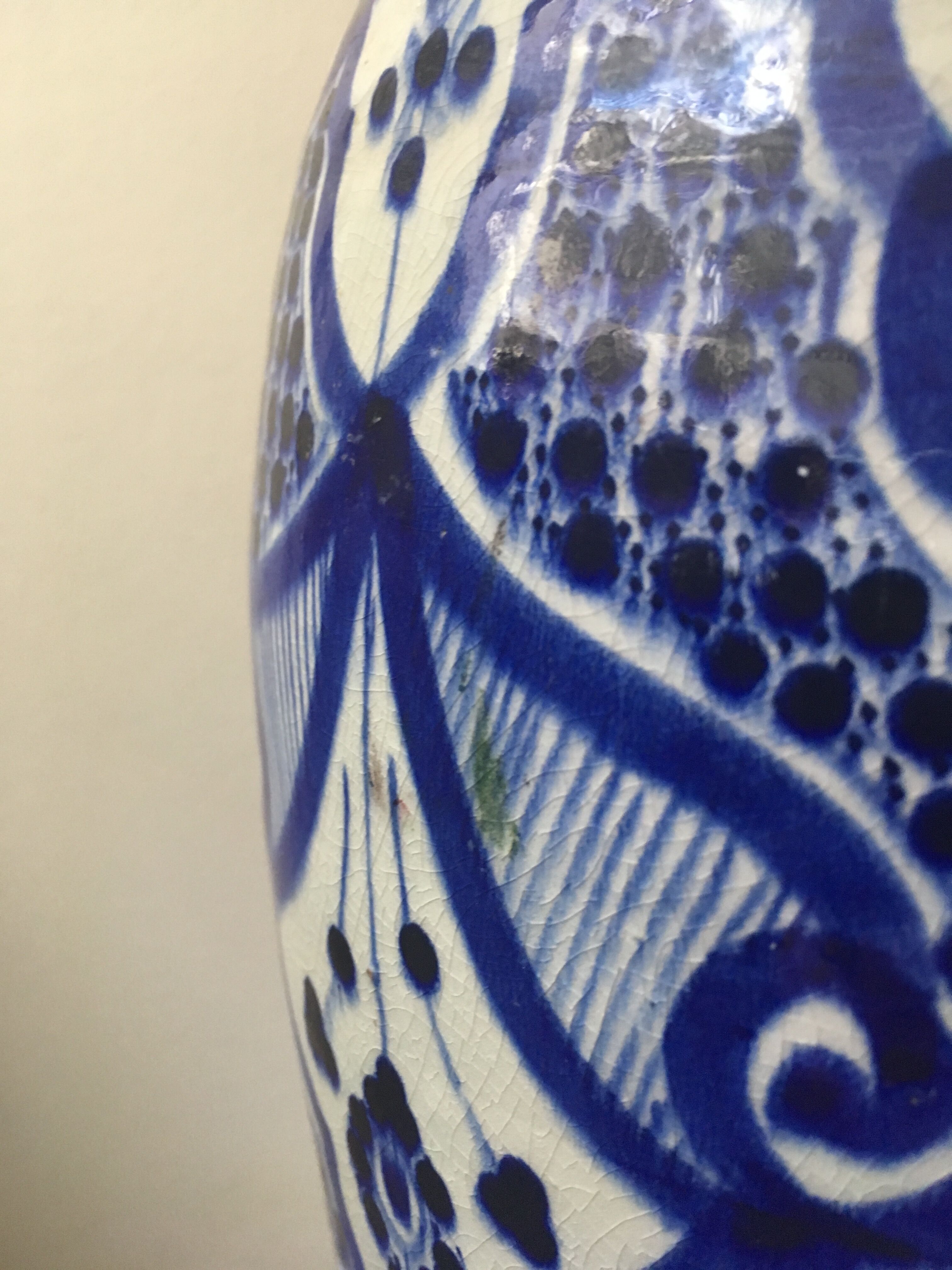 Large blue vase in Moroccan ceramic from Safi