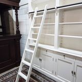 White bookcase library cabinet bookcase with ladder