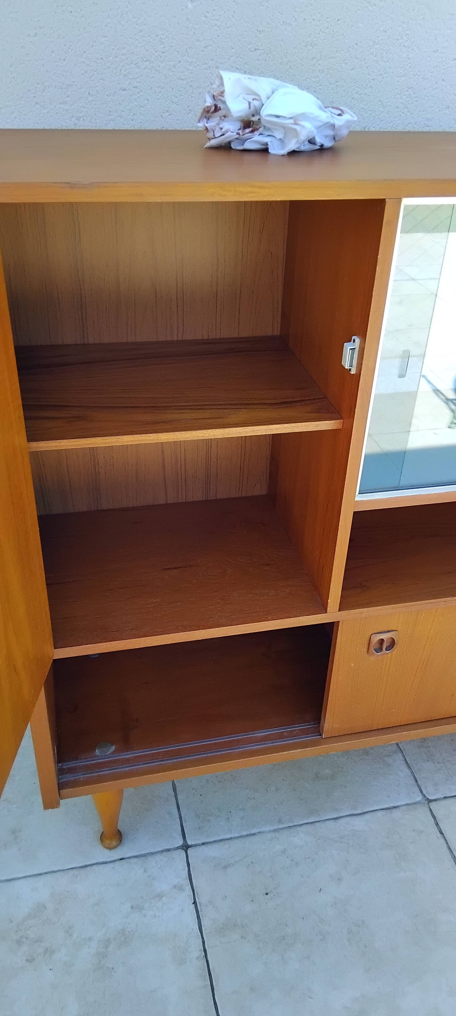 Scandinavian vintage teak display cabinet