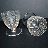 Set of 2 lulli crystal liqueur glasses signed baccarat art déco arabesque