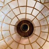 Suspension nacre et laiton, motifs fleuris