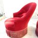 Paire de fauteuils crapaud velours rouge